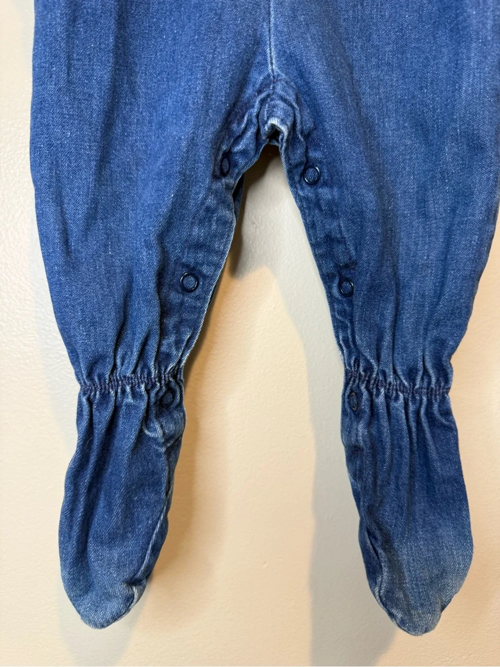 Vintage Oshkosh B'Gosh Footie Denim overalls - made in USA garment workers